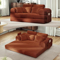 Upgrade High Backrest Design Sofa Bed with Fixed-Shape Frame & Removable Armrests and Backrest, Corduroy Fabric, Convertible Mattress Couch for Small Spaces - No Assembly Needed (High Backrest Orange)