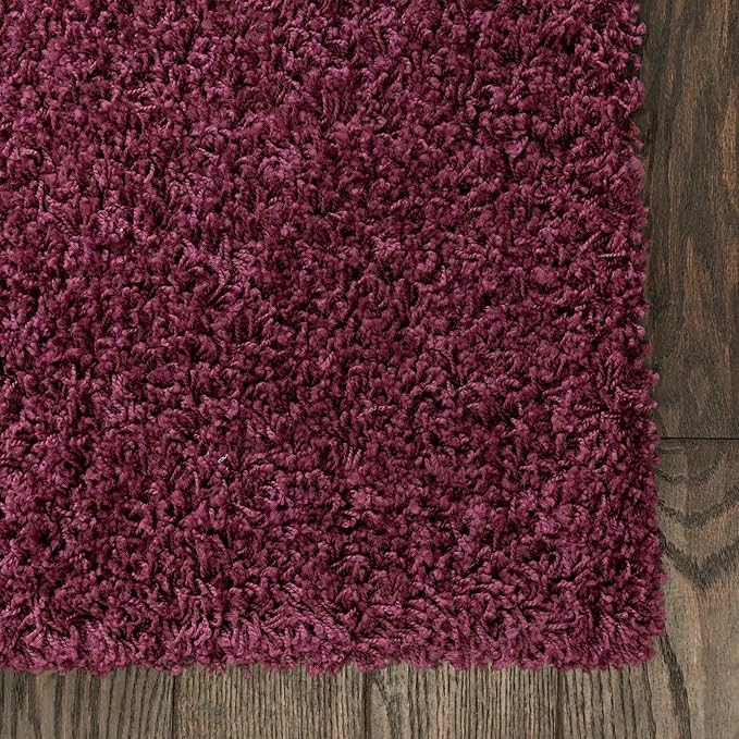 Unique Loom Solid Shag Collection Area Rug (7' 1" x 10' Rectangle, Eggplant Purple)