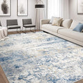 Area Rug Living Room Rugs - 10x13 Abstract Large Soft Indoor Washable Rug Neutral Modern Low Pile Carpet for Bedroom Dining Room Farmhouse Home Office - Blue