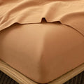 MooMee Fitted Bottom Sheet Only 100% Washed Cotton Linen Like Textured Breathable Durable Soft Comfy Deep Pocket Fits Mattress up to 17" (Burnt Orange, King)