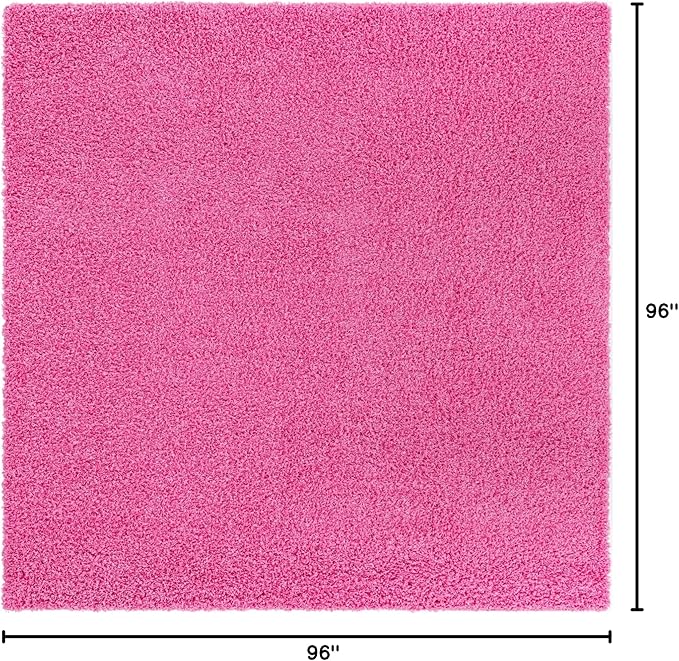 Unique Loom Solid Shag Collection Area Rug (8' Square, Taffy Pink)