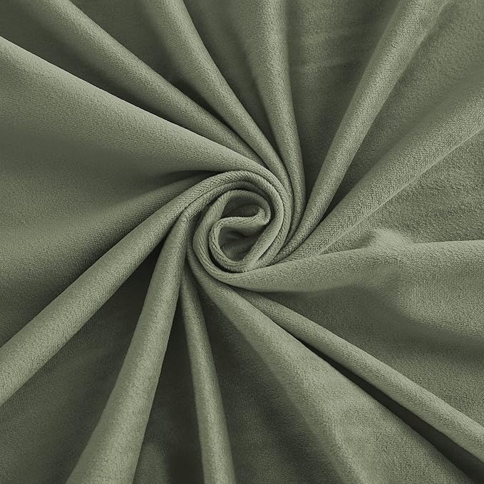 RYB HOME Sage Velvet Curtains 102 inches, Back Tab Soft Fabric Room Darkening Thermal Insulated Luxurious Home Decor Curtains for Living Room Bedroom, W 52" x L 102", 2 Panels Set