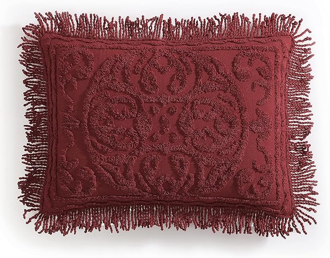 Beatrice Home Fashions Medallion Chenille Bedspread, King Sham, Burgundy