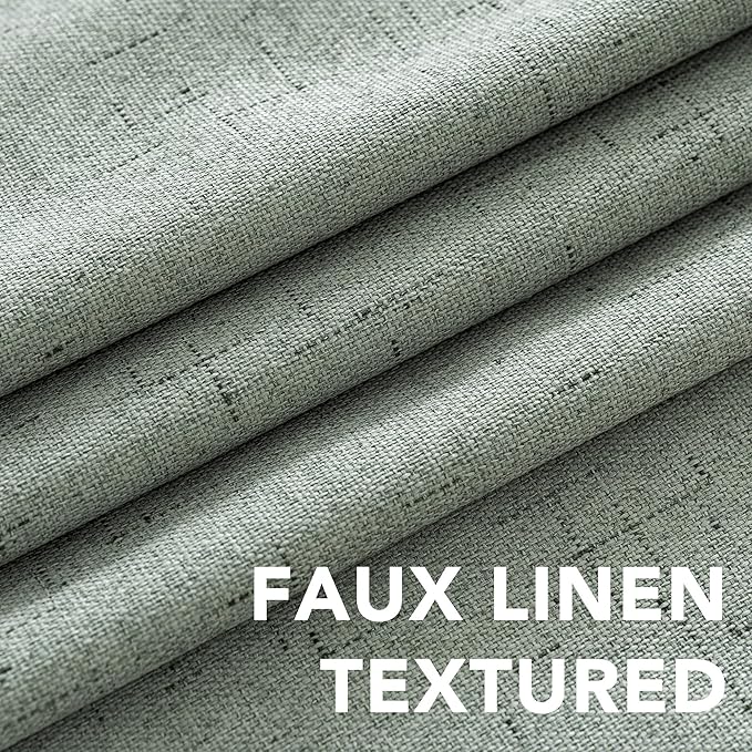 H.VERSAILTEX 100% Blackout Curtains for Bedroom Thermal Insulated Linen Textured Curtains Heat and Full Light Blocking Drapes Living Room Curtains 2 Panel Sets, 52x96 - Inch, Green Bay