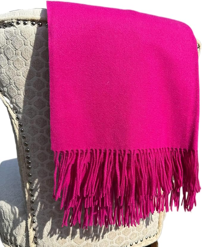 Alashan Cashmere Blend Ripple Finish Woven Throw (Fuchsia)