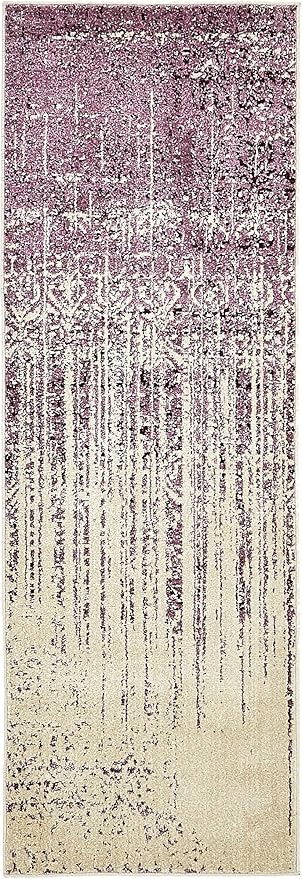 Unique Loom Del Mar Collection Area Rug - Jennifer (2' x 6' 1" Runner, Purple/ Ivory)