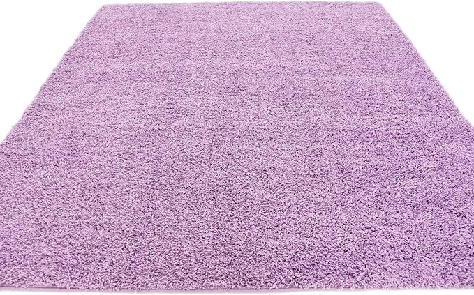 Unique Loom Solid Shag Collection Area Rug (8' Square, Lilac)