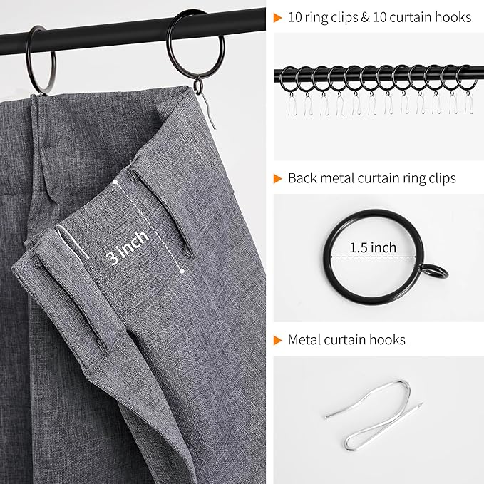 WdFour Small Pinch Pleated, Full Blackout Linen Look Window Curtains for Bathroom, Living Room, Bedroom, Block Lights and Offer Privacy.(Dark Gray,30" W x 24" L)