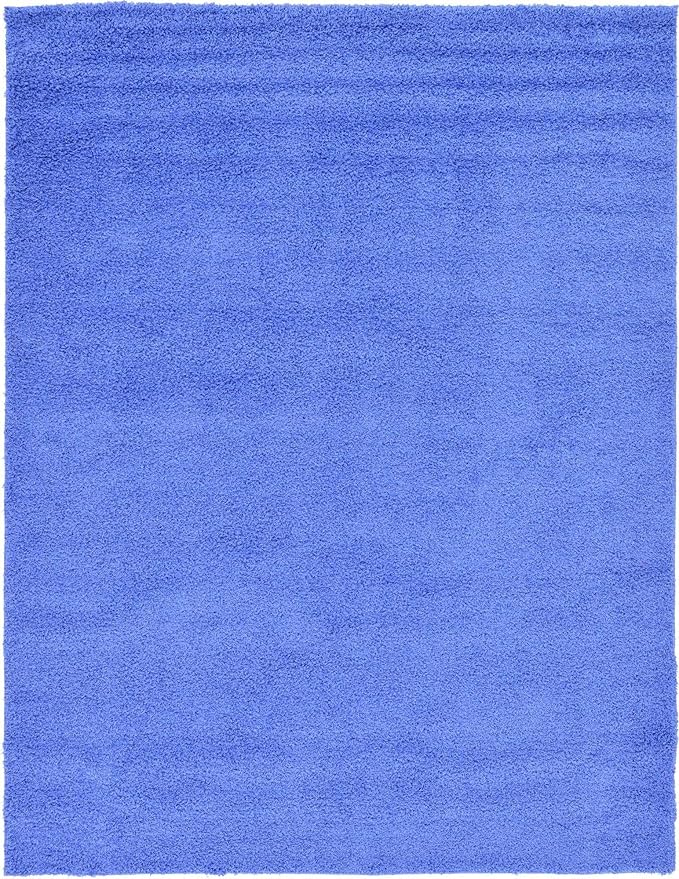 Unique Loom Solid Shag Collection Area Rug (9' x 12' 2" Rectangle, Periwinkle Blue)