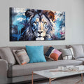 ENTANUB Lion Canvas Wall Art for Living Room, Blue Print Painting for Bedroom, Animal Picture Decor, Large Size 48x24 Inches