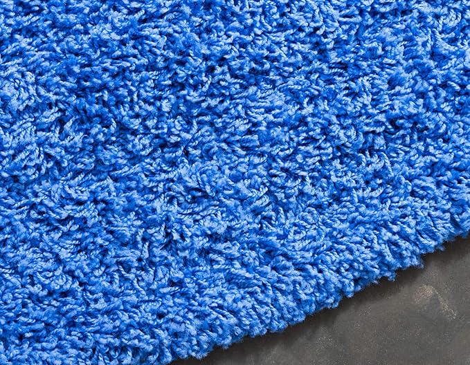 Unique Loom Solid Shag Collection Area Rug (6' 1" Round, Periwinkle Blue)