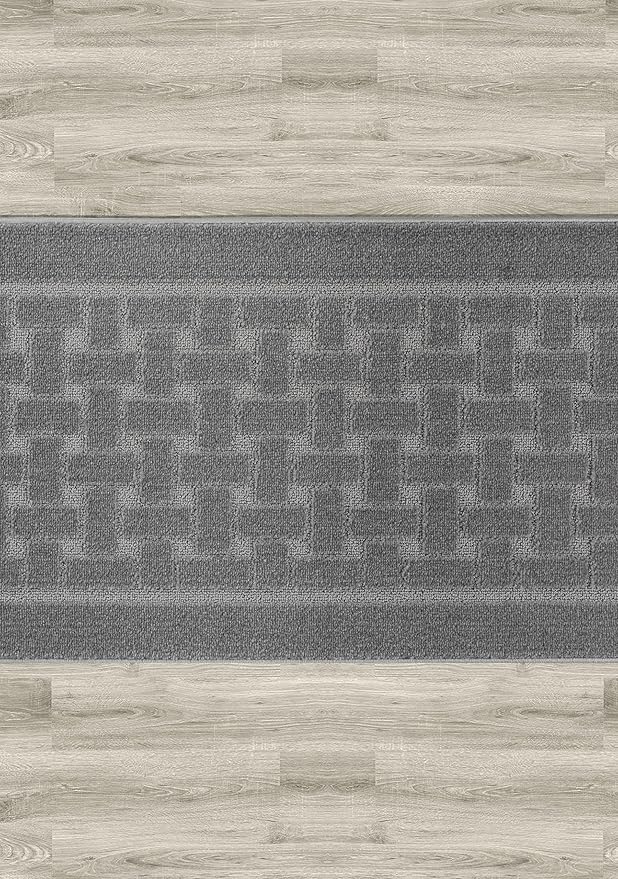 Non Slip Washable Carpet Runner Rug with Rubber Backing, Custom Floor Mat for Kitchen Hallway Stairs Bedroom Bathroom Entry, Grey, Your Choice of Length, 26 Inch X 4 feet, Doormat