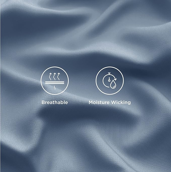Bedsure Cooling Sheets Twin, Rayon Derived from Bamboo, Breathable & Soft Twin Sheets Set, Deep Pocket Up to 16 Inches, Hotel Luxury Silky Bedding for Hot Sleepers, Dusty Blue