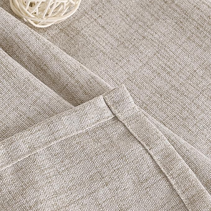 YoungsTex Linen Cafe Curtains 36 Inch Length with Grommet, Half Window Drapes Light Filtering Semi Sheer for Kitchen Bathroom Small Window, 2 Panels, 34 X 36 Inch