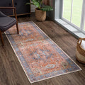 Bloom Rugs Washable 7 ft Runner - Terracotta/Blue Traditional Runner for Entryway, Hallway, Bathroom, and Kitchen - Exact Size: 2.5' x 7'