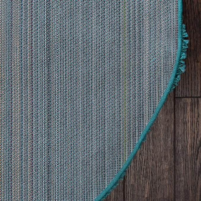 Unique Loom Solid Shag Collection Area Rug (5' 3" x 8' Oval, Deep Aqua Blue)