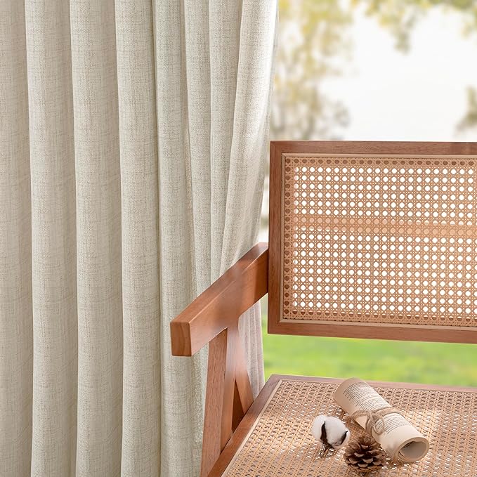 YoungsTex Linen Cafe Curtains 36 Inch Length with Bronze Grommet, Short Drapes Light Filtering Semi Sheer Privacy for Kitchen Bathroom Decorative, 42 x 36 Inch, 2 Panels