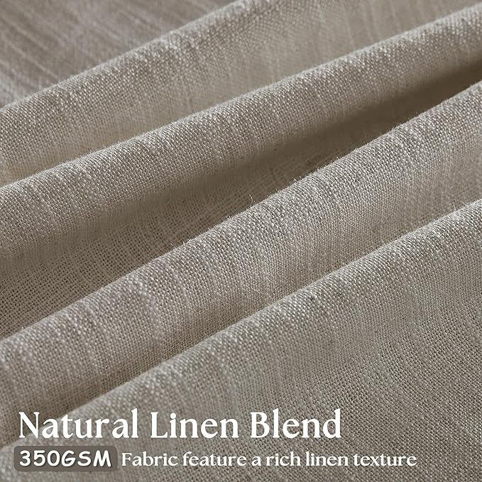 Burlywood Birch Pinch Pleated Linen Curtains 2 Panels for Living Room Bedroom Memory Training Shaped Semi Sheer Pleat Drapes with Hooks Rings Light Filtering Window Curtain 40x54