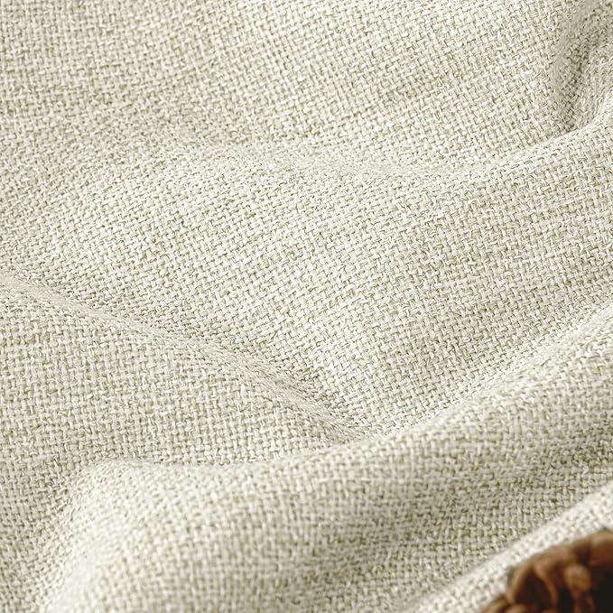 40 Inch Length Linen Blackout Curtains for Short Cafe Window, Thermal Insulated Light Blocking Soundproof Privacy Burlap Curtains 2 Panels, Each 38 Inch Wide Natural