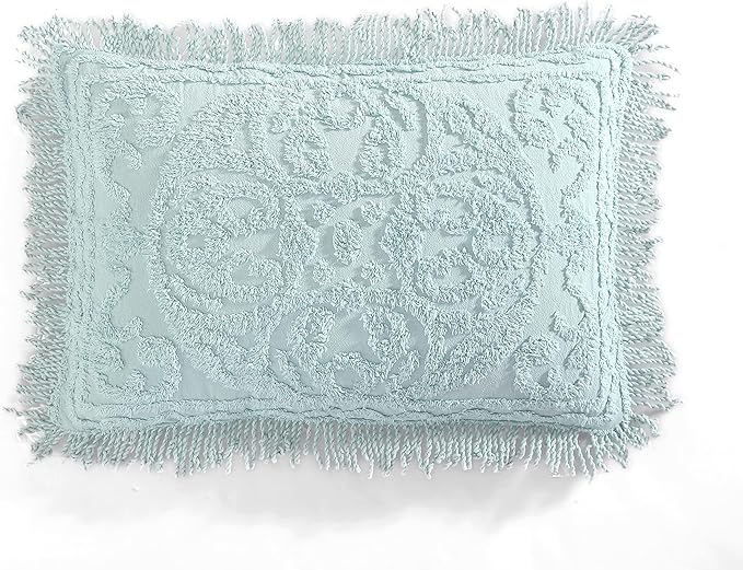 Beatrice Home Fashions Medallion Chenille Bedspread, King Sham, Blue