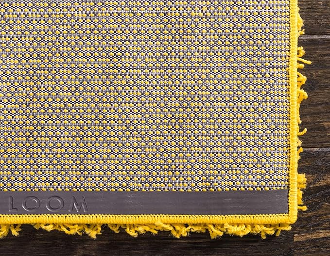 Unique Loom Solid Shag Collection Area Rug (7' 1" x 10' Rectangle, Tuscan Sun Yellow)