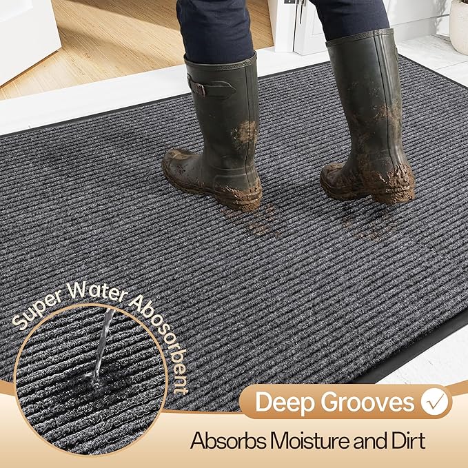 Amyracel Front Door Mat Indoor Outdoor Entrance, 24" x 72" All-Season Waterproof Doormat for Enterway, Heavy Duty Commercial Floor Mat, Fade Resistant, Rubber Back, Low Profile, Easy Clean
