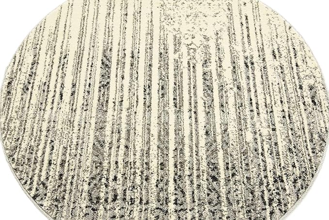 Unique Loom Del Mar Collection Area Rug - Jennifer (3' 3" Round, Gray/ Black)
