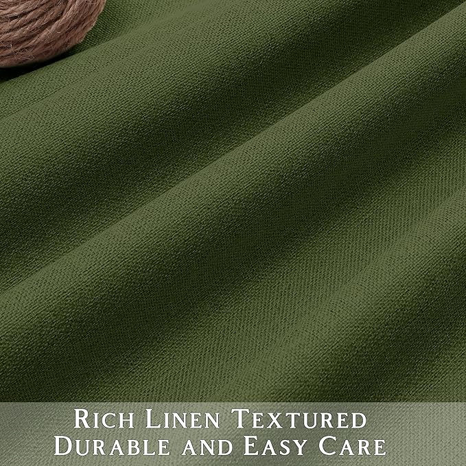 ChrisDowa 100% Blackout Olive Green Solid Curtains 54 Inches Long 2 Panels for Bedroom Living Room,Farmhouse Room Darkening Thermal Insulated Soundproof Grommet Top Window Treatment Drapes,52x54