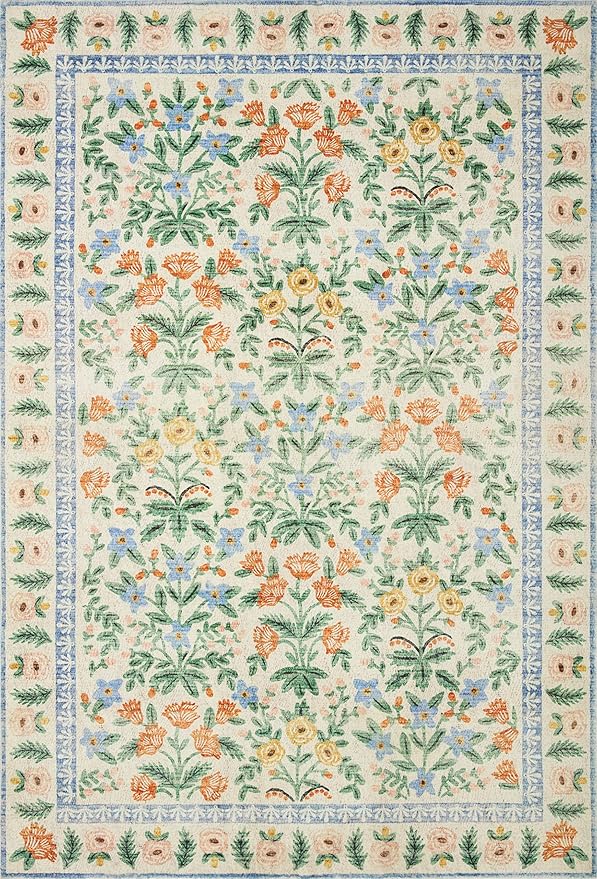 Loloi Rifle Paper Co. Eden Collection EDE-02 Mughal Garden Cream 2'-6" x 11'-6" Runner Rug feat. CloudPile™