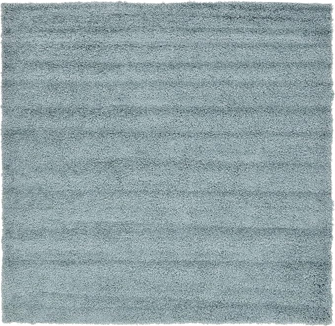 Unique Loom Solid Shag Collection Area Rug (8' Square, Light Slate Blue)