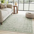 Sage Green Area Rug 4x6 Washable Office Entryway Carpet Vintage Distressed Non Slip Kitchen Indoor Entry Neutral Low Pile Retro Floral Farmhouse Throw Mat for Laundry Dining Room Bedroom
