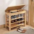Shoe Rack Bench Seat Rubberwood 3-Tier Wooden Storage Bench 550lbs Compact Mid-Century Modern Design for Entryway, Hallway, Closet, Front Door Entrance, Foyer