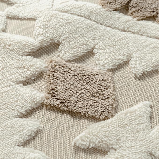 Ivory Brown 6x9 Area Rug Washable Living Room Moroccan Shag Carpet Non Slip Soft Neutral Boho Plush Pile Large Throw Rug for Office Bedroom Dining Room Playroom
