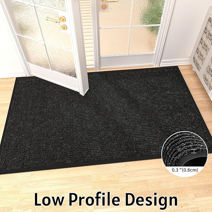 Front Door Mat Indoor Outdoor Entrance, 36" x 60" All-Season Heavy Duty Waterproof Doormat, Non-Slip Absorbent Entryway Mat, Easy to Clean, Low Profile Commercial Floor Mat for Indoor Outdoor