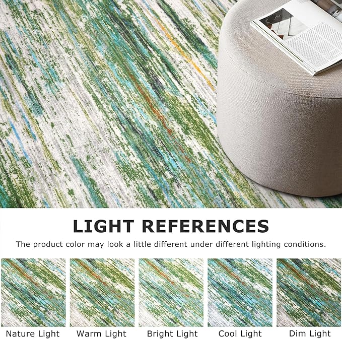 2x5 Modern Abstract Runner Rug for Hallway, Green Grey Multi Super Soft Hallway Decor Kitchen Rugs with Non-Slip, Non-Shedding Washable Rug for Hallways Entryway Bedroom Laundry Indoor