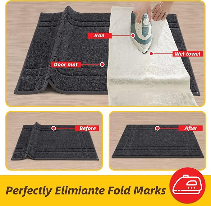 JSEI Entryway Rugs Doormat 20"x32", Non-Slip Dirt Trapper Door Mats Indoor, Washable Absorbent and Stain Resist Welcome Floor Mat for Front Door, Dog Door Mat, Muddy Wet Shoes & Paws, Dark Grey
