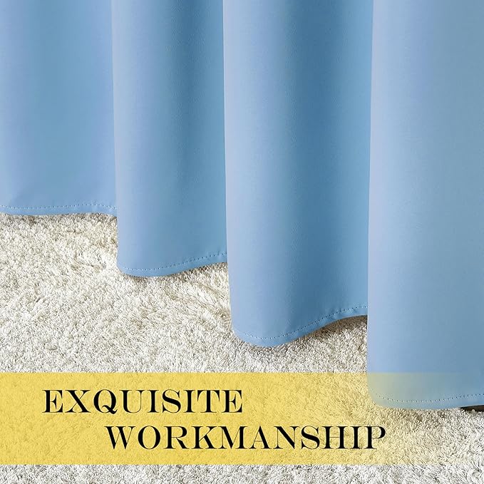 NICETOWN Blue Room Divider Curtains 100 inches Wide Curtains, Grommet Thermal Insulated Blackout Window Treatment Room Darkening for Sliding Glass Door Bedroom, 1 Panel, W100 x L84