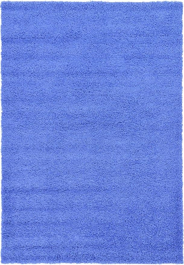 Unique Loom Solid Shag Collection Area Rug (6' 1" x 9' Rectangle, Periwinkle Blue)