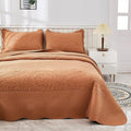 MarCielo 3-Piece 100% Cotton Oversized Bedspread Lightweight Quilt Coverlet Embroidery Farmhouse Bedding Set T0 (Royal Orange, Oversized King (118"x106"))