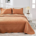 MarCielo 3-Piece 100% Cotton Oversized Bedspread Lightweight Quilt Coverlet Embroidery Farmhouse Bedding Set T0 (Royal Orange, Oversized Queen (100"x106"))