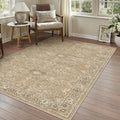 3x5 Brown Area Rug Non Slip Vintage Office Entryway Rug Distressed Machine Washable Kitchen Carpet Retro Traditional Floral Accent Throw Door Mat for Bedroom Bathroom Dining Living Room