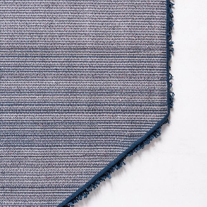 Unique Loom Solid Shag Collection Area Rug (6' 1" Octagon, Sapphire Blue/ Navy Blue)