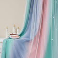 XiDi Curtains for Bedroom Decor, Rainbow Pinkgreen grey34/90