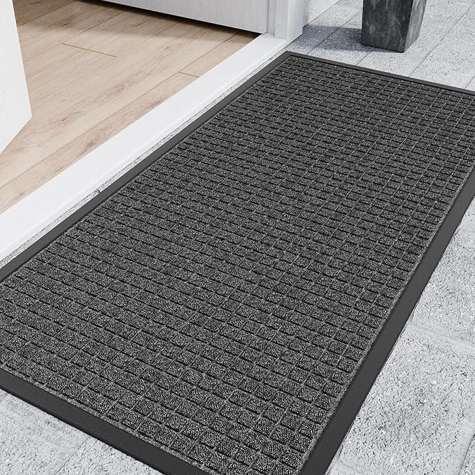 Indoor Outdoor Front Door Mats, 48" x 36" Rubber Backing Non Slip Durable Welcome Floor Mats for Patio, Garage Entrance, Stain and Fade Resistant Commercial Doormats for High Traffic