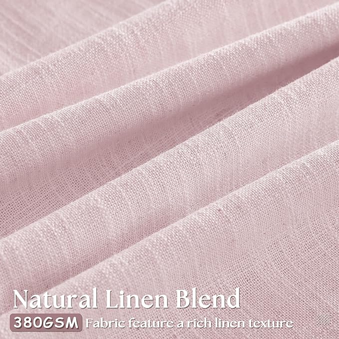Pinch Pleated Pink Linen Curtains 120 Inches Long for Girls Bedroom Living Room Light Filtering Extra Long Pleated Semi Sheer 120 Inch Curtains Drape Window Panels Pink Blush Babys Nursery
