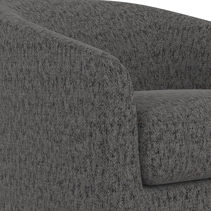 Swivel Barrel Accent Chair with Solid Wood Base, Round Fabric Living Room Arm Chairs, Modern Upholstered Comfty Reading Nook Chairs for Bedroom, Club Armchair, Single Sofa Side Chair, Grey