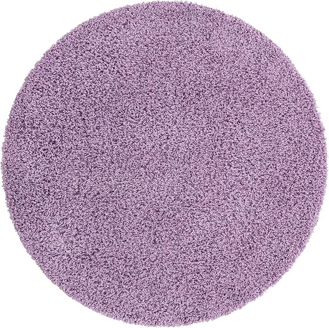 Unique Loom Solid Shag Collection Area Rug (7' 1" Round, Lilac)