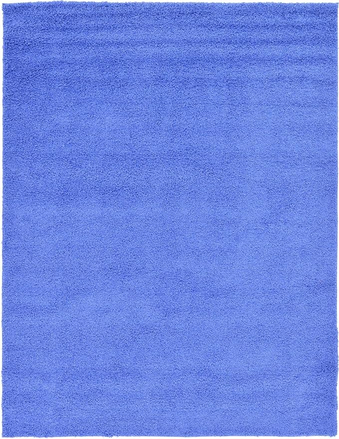 Unique Loom Solid Shag Collection Area Rug (9' x 12' 2" Rectangle, Periwinkle Blue)