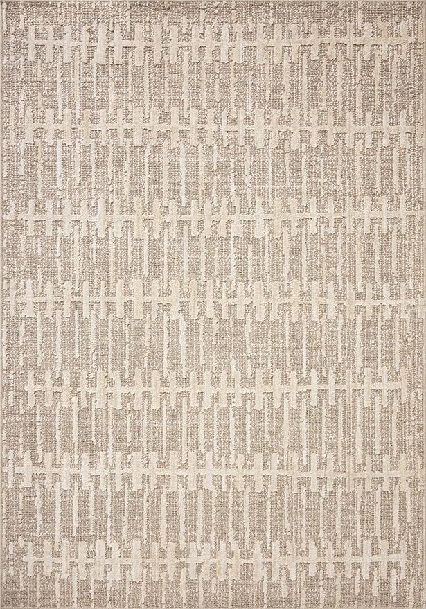 Loloi Amber Lewis Bexley Collection BEX-02 Taupe/Natural 7'-10" x 10' Area Rug Neutral, Textured, Living, Bedroom, Dining, Carpet