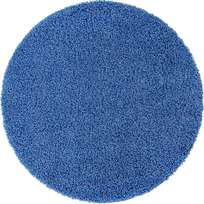 Unique Loom Solid Shag Collection Area Rug (5' Round Periwinkle Blue)